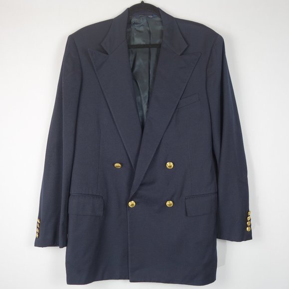 Vtg Ralph Lauren Perkins Shearer Blazer Sports Coat w/ Gold Buttons, Sz M-Slim L